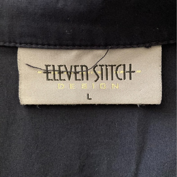 Eleven Stitch Design Navy Snap Front Bubble Jacket with Pockets Sz L - Picture 5 of 7